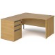 Harlow Ergonomic Desk with Panel End Legs and 3 Drawer Pedestal